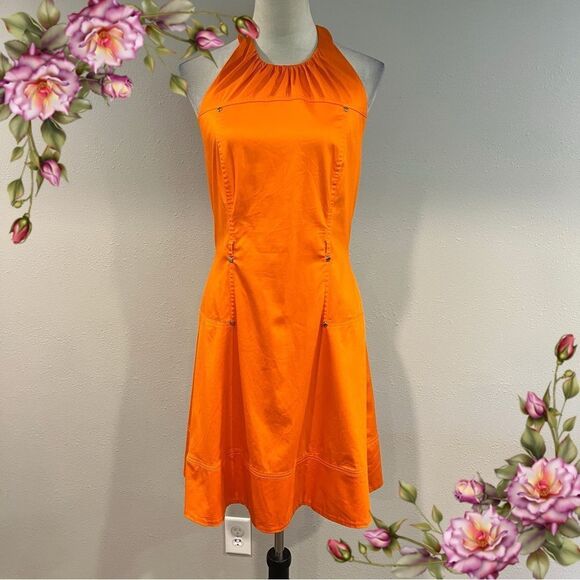 Calvin Klein Orange Halter mini Dress - Picture 1 of 11